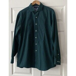Tommy Hilfiger Men's green plaid button up shirt size 16 1/2 34-35 regular fit